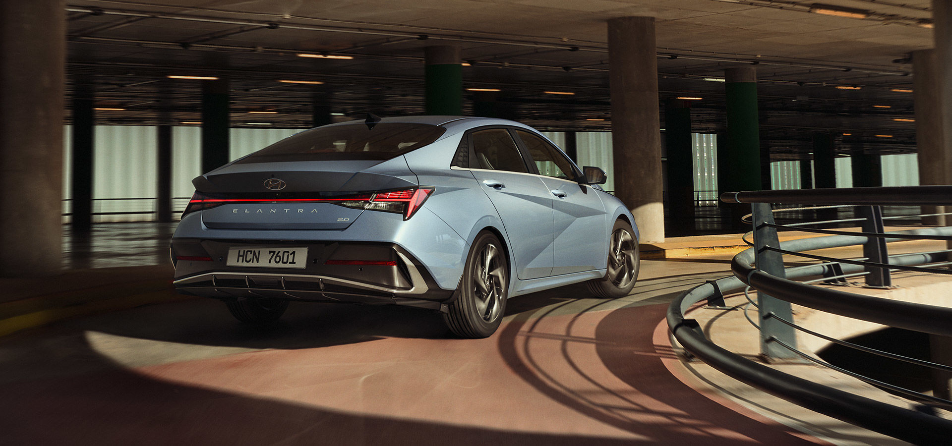 The rear side of the new ELANTRA on the street.