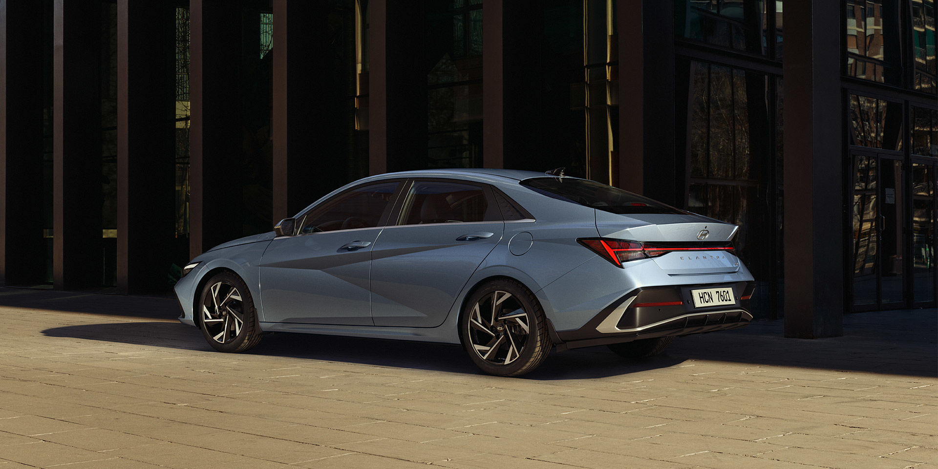 Closer view at the front part of Hyundai car with its logo and grille