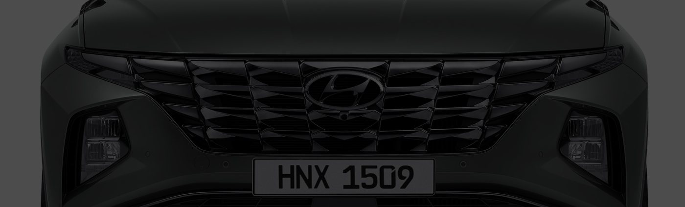 Closer view at the front part of Hyundai car with its logo and grille